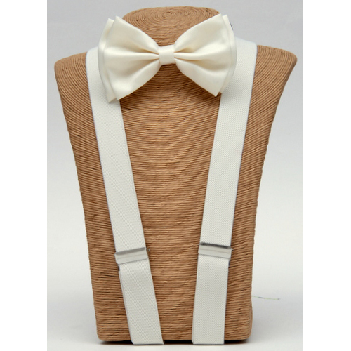 F-BOT-SUS Cream Bow tie – Cream Suspender set - Click Image to Close