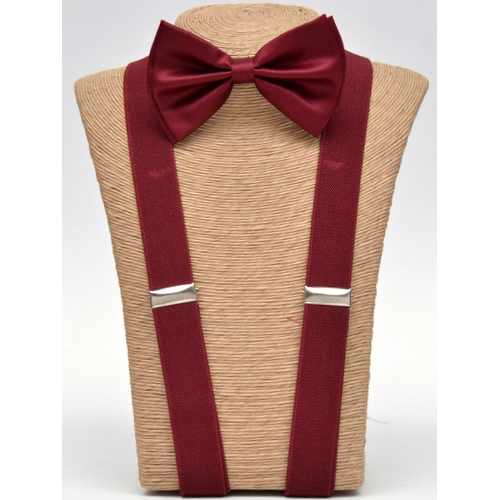 P-BOT-SUS Burgundy Bow tie – Burgundy Suspender set - Click Image to Close