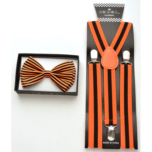 Black Bow tie Black Bow tie with orange stripes and black s - Click Image to Close