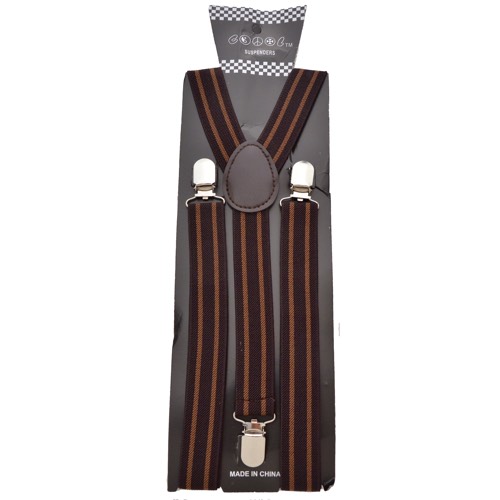 SP-28 Dark Brown Suspenders with light brown stripes - Click Image to Close