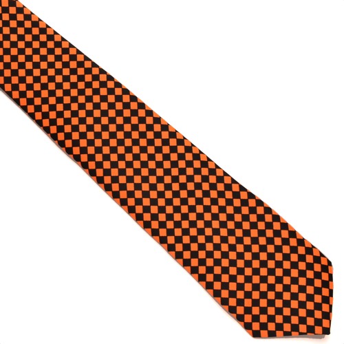 TI-13-B/Orange Black and fluorescent orange checker pattern tie - Click Image to Close