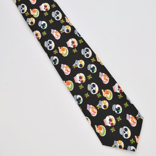 Ti-202SK Black tie with Skulls - Click Image to Close