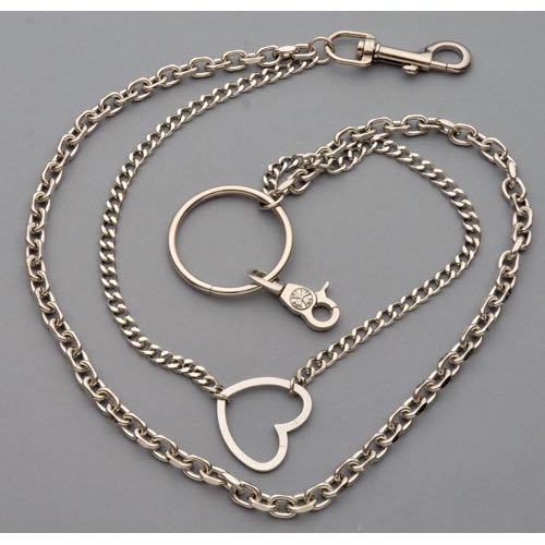 WC-1112 Chrome Wallet Chain with double chain and heart - Click Image to Close