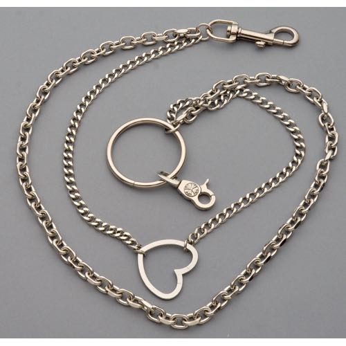 WC-1112 Chrome Wallet Chain with double chain and heart - Click Image to Close