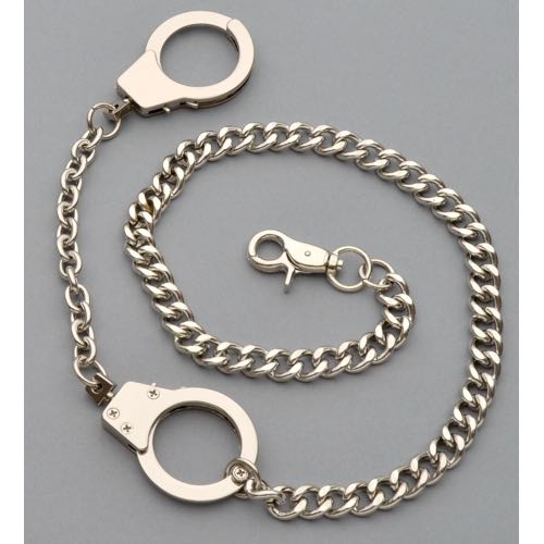 WC-1119 Chrome Wallet Chain with handcuffs - Click Image to Close