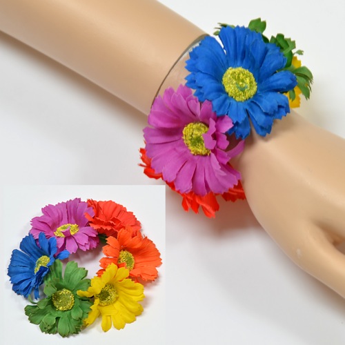 HRRN-02 Rainbow flower wristband/scrunchy - Click Image to Close