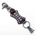 YOK-38 Leather keychain with skull and stars/stud design