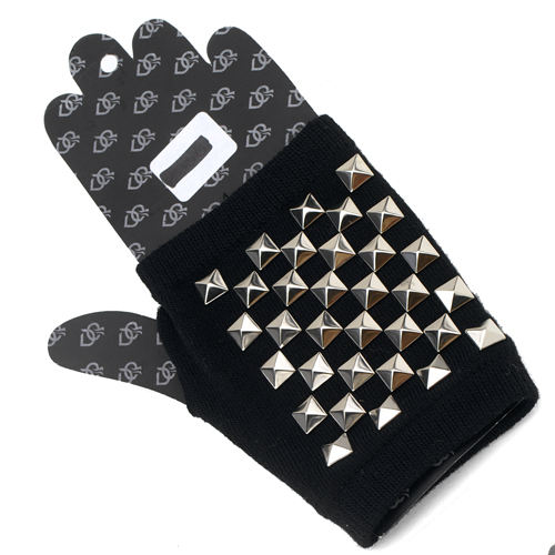 AD001 Square pyramid stud fingerless glove - Click Image to Close