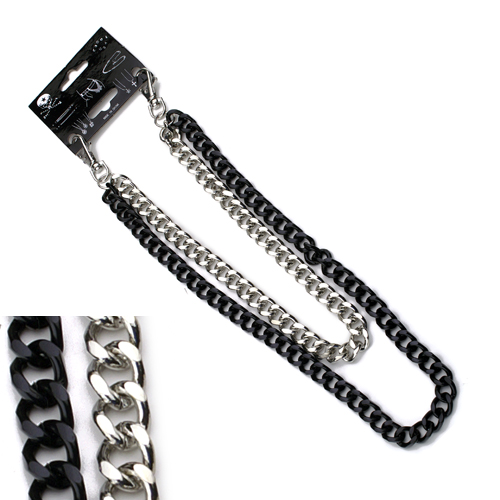 WC-302BW Black and chrome 2 piece link wallet chain - Click Image to Close