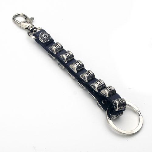 YOK-33 Leather key chain w/tribal studs - Click Image to Close