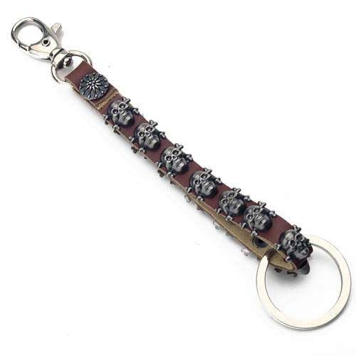 YOK-34 Leather key chain with skull designs - Click Image to Close