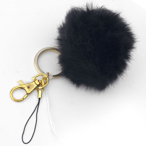YWK01S Black fur ball key chain - Click Image to Close